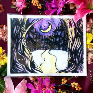 Dark Forest - Halloween Woods Landscape Painting Original Signed Art Print