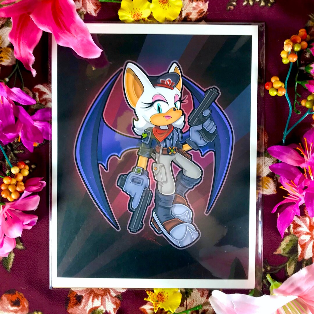 Rebel Rouge Sonic Prime Rouge the Bat Rebel Outfit Original Signed Art