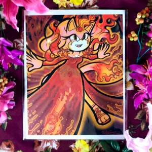 Show Yourself, Blaze - Burning Blaze the Cat Original Signed Art Print Digital