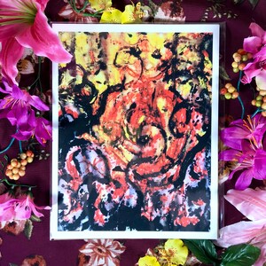Burning Inferno - Abstract Flames Acrylic Painting Original Signed Art Print