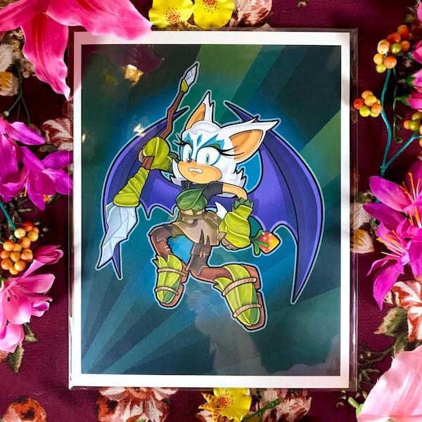 Prim Rouge - Sonic Prime Rouge the Bat Jungle Outfit Original Signed Art Print