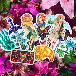 Zelda Tears of the Kingdom 5” Vinyl Stickers (Zelda, Link, Master Sword, Purah Pad, Secret Stone, Silent Princess, Zonai Hand)