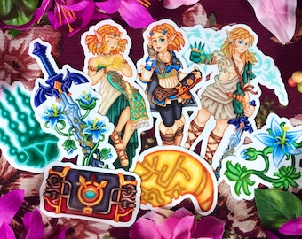 Zelda Tears of the Kingdom Waterproof Vinyl Stickers, Gamer Gift