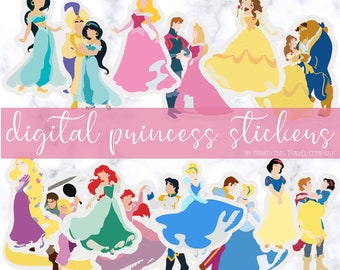 Digital Princess Stickers - Planner Stickers - Notebook Stickers - Stickers