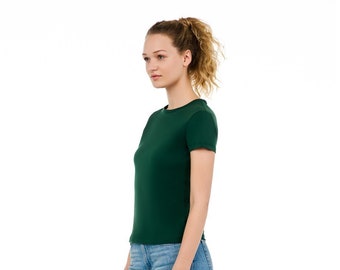 Women's Organic Cotton Crew Neck Tee Shirt in Hunter Green