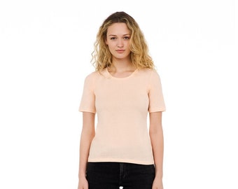 Women's Organic Cotton Scoop Neck Tee Shirt in Rose Pink