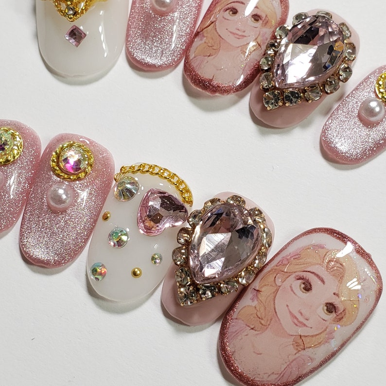 Rapunzel Disney Princess inspired Press on Nails for Small