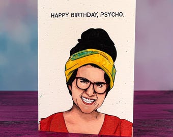 Psycho Birthday Card - Survivor 50 Aubry