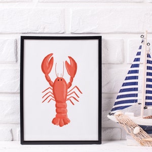 Lobster Art Print , DIGITAL DOWNLOAD , Maine Gift , Hand Drawn , Instant Download , Maine Lobster , Lobster Illustration , Lobster Print