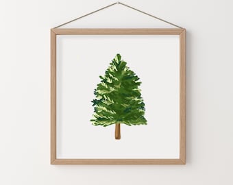 Hand Drawn Pine Tree Art Print, Minimalist Woodland Nature Decor (Digital Download)