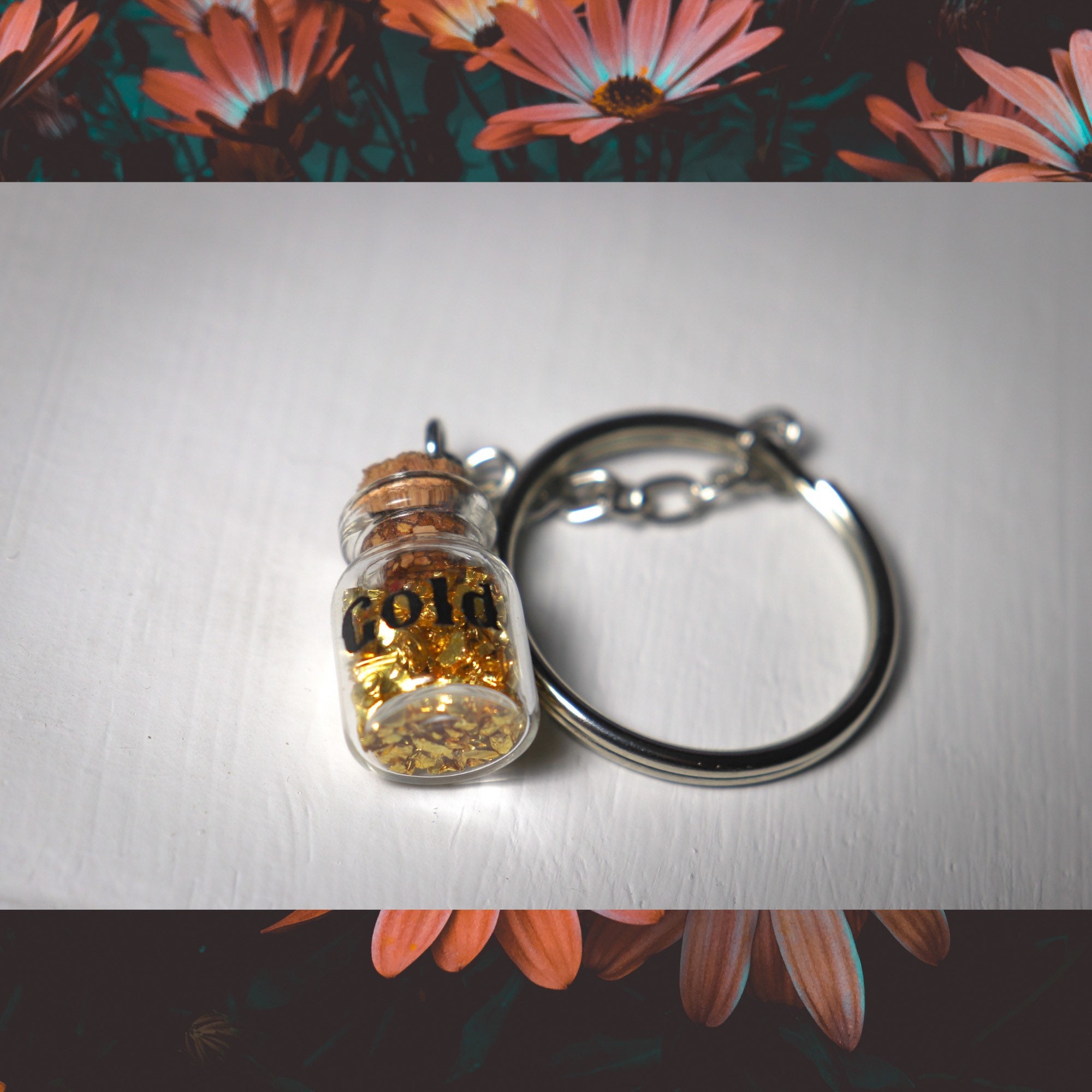 Tiny Jar Keychain Filled With Gold Miniature Jar With Tiny Etsy