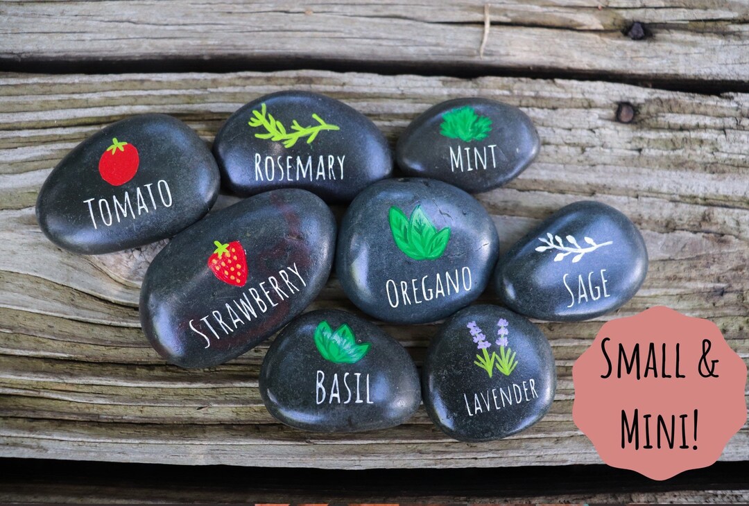 Garden Marker Rocks Veggie Fruit Herb Labels Natural Stone Etsy