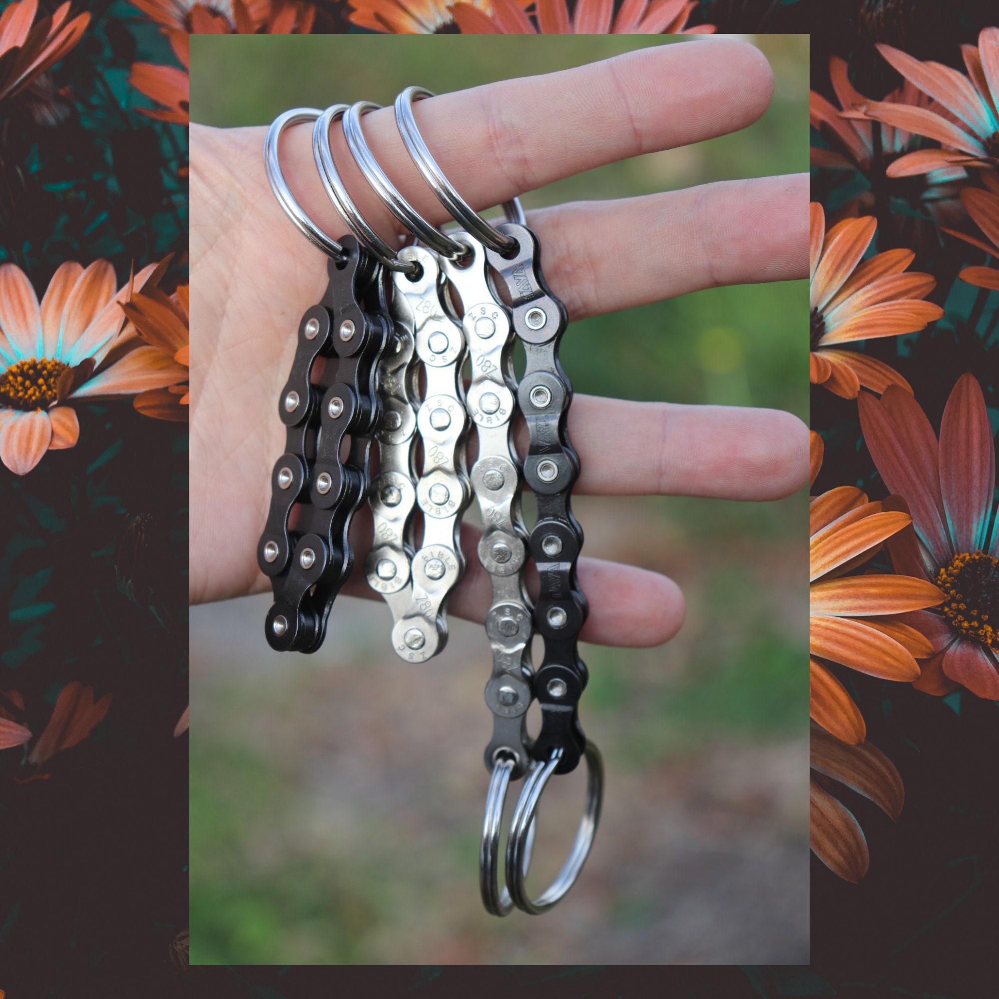 Bike Chain Keychain Industrial Key Chain Metal Key Lanyard Etsy