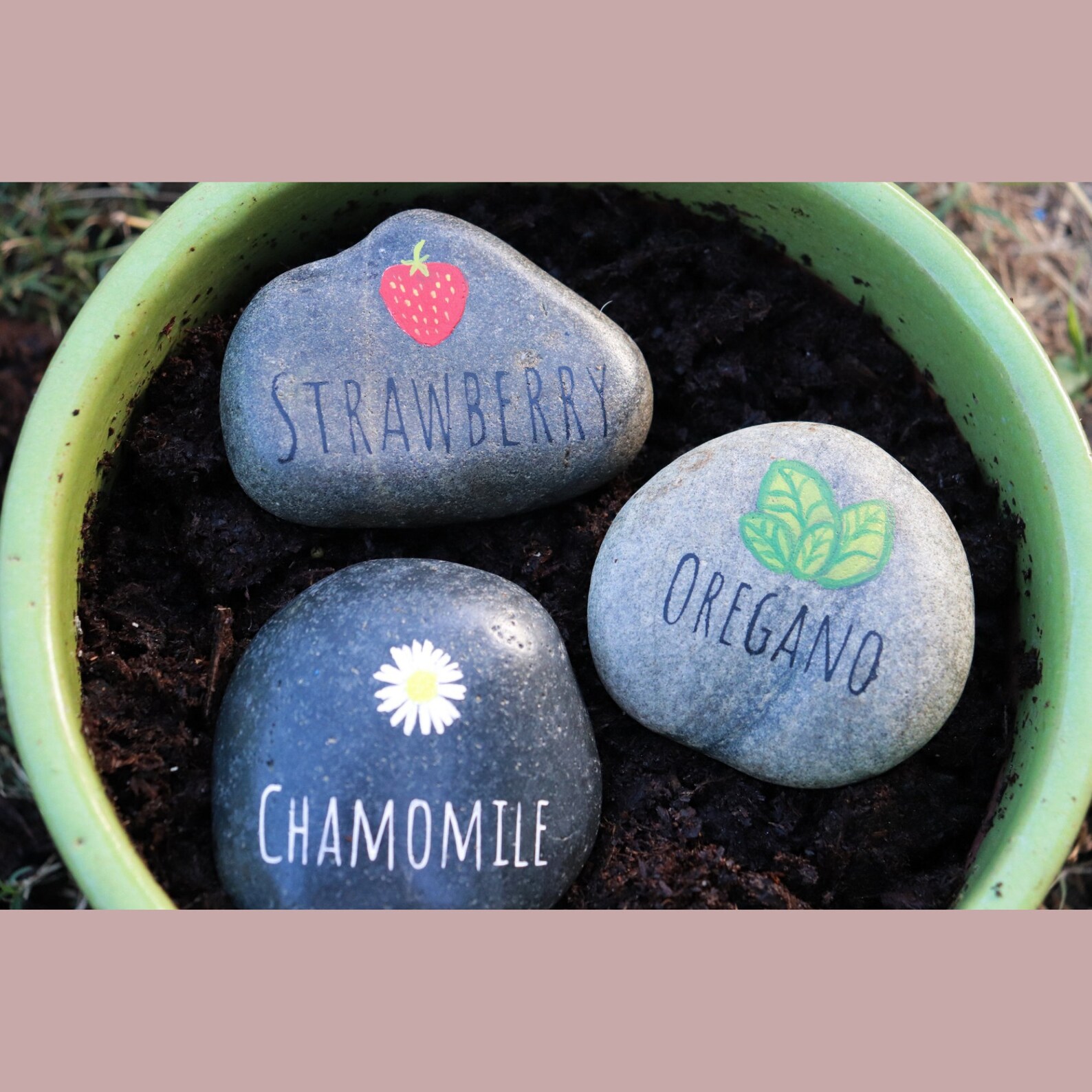 Garden Marker Rocks Natural Smooth Stone Natural Garden Etsy