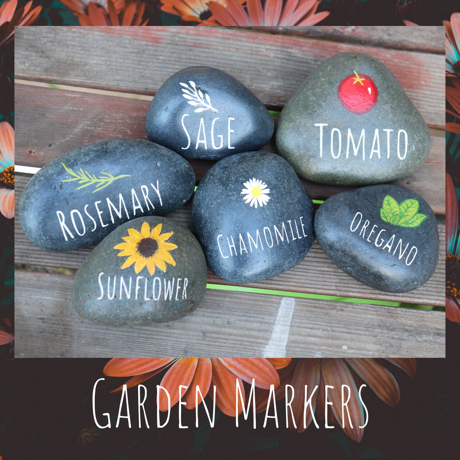 Garden Marker Rocks Natural Smooth Stone Natural Garden Etsy