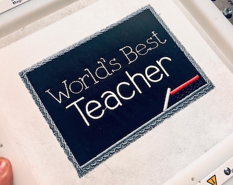 Personalized Chalkboard Teacher Mug Rug – Embroidered Coaster, Anti-Slip Desk Protector