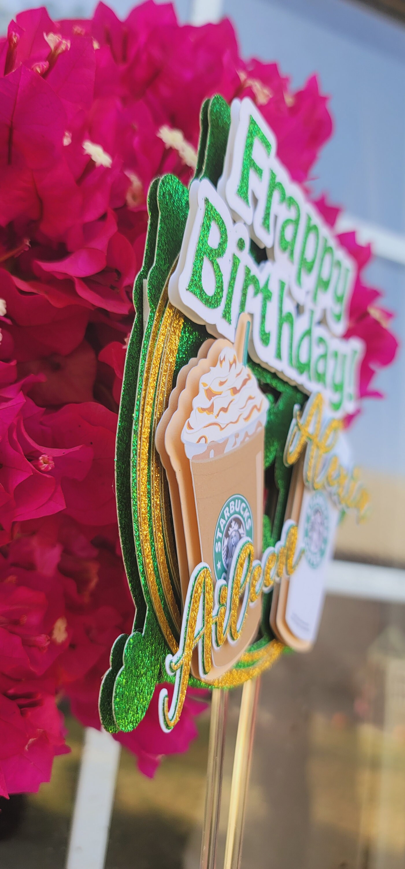 Coffee Cake Topper Theme Starbucks Name and Chose of Number Etsy