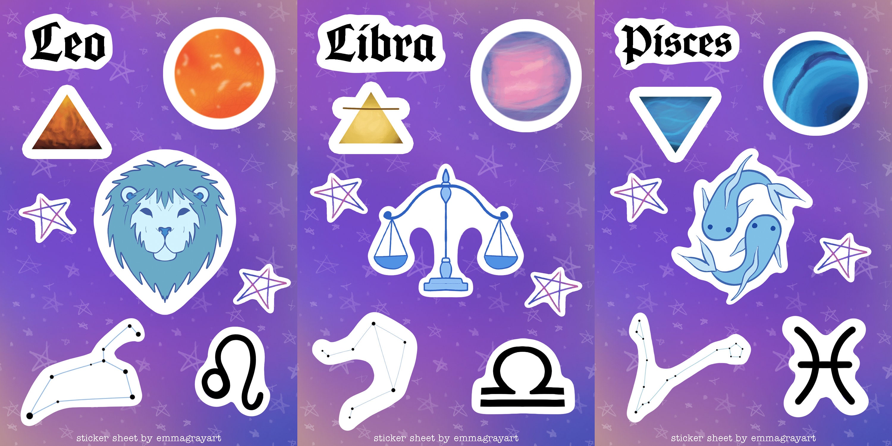 Zodiac Sign Sticker Sheet Sticker Sheet Decoration for Etsy