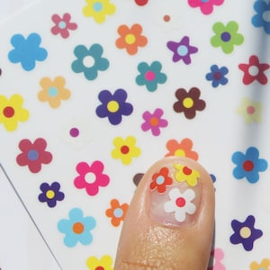 Groovy Flower Nail Stickers, Retro Flower Nail Decals, Flower Nails, 70s Nail Decals, Spring Nails, flower nails