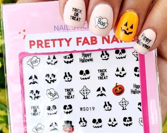 Halloween Nail Stickers with Pumpkin Faces