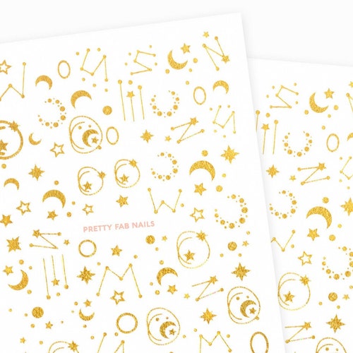 Moon and Stars Nail Decals Etsy