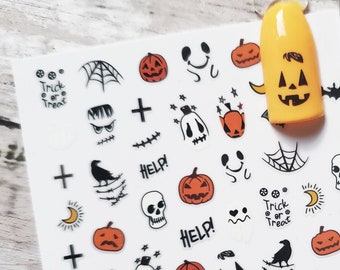 Halloween Nail Art Stickers with Pumpkin Nail Stickers and Ghost Nail Stickers, Halloween Nail Art Stickers, Halloween Nail Decals