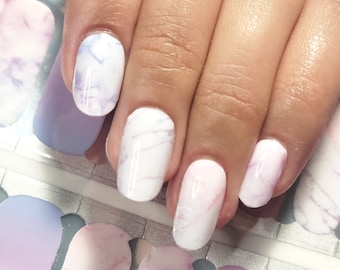 Pastel Marble Nail Wraps, Watercolor Ombre Nails, Pink Lavender Spring Nail Wraps • Pretty Fab Nails