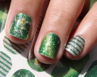 Irish Pride Nail Wraps | Irish Luck Nail Art | Green Four Leaf Clover Nail Wraps | st patricks day nail wraps