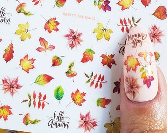 Autumn Leaf Nail Decals, Thanksgiving Nail Stickers