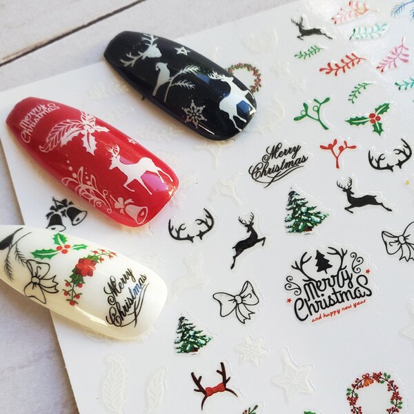 Christmas Nail Art Stickers; Winter Nail Decals