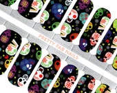 Dia De Los Muertos Sugar Skull Halloween Nail Wraps Made With Real Nail Polish