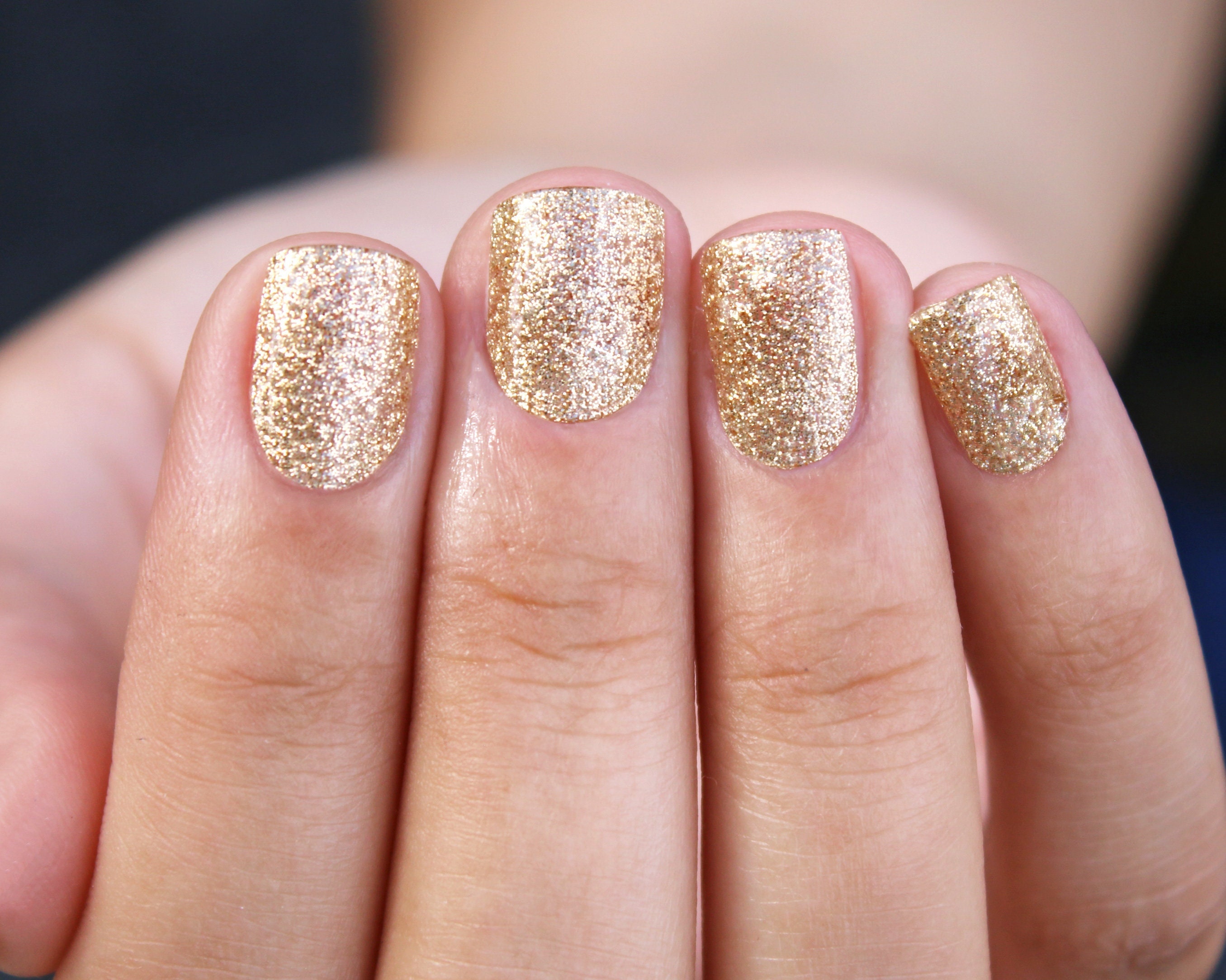 Glittery Gold Semicured Gel Nail Wraps Gold Glitter Gel Nails