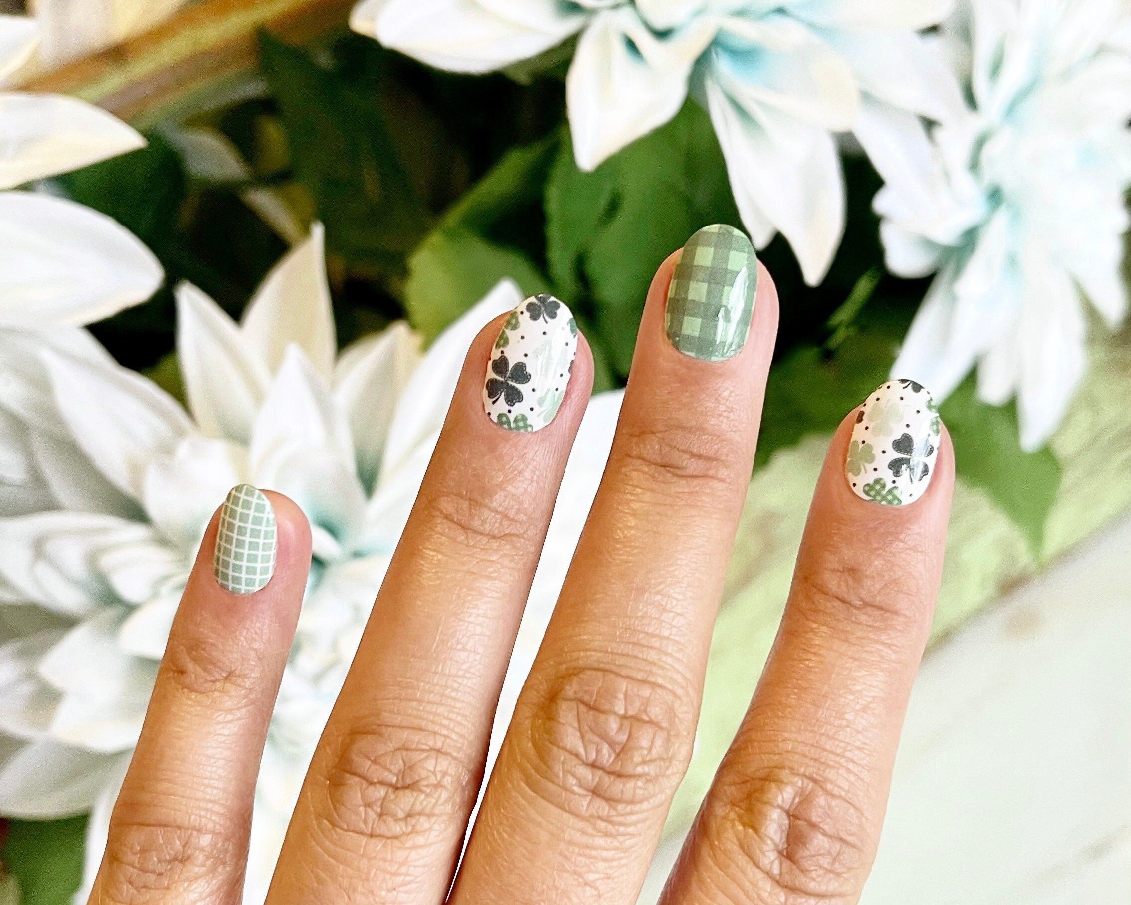 Shamrock Nail Wraps St. Patrick's Day Themed Nail Wraps - Etsy