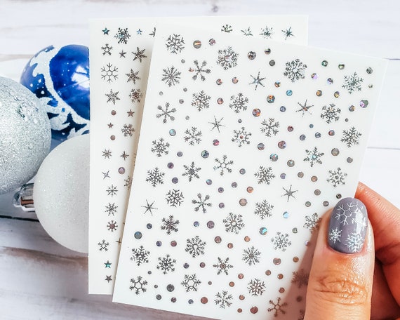 Christmas Blue and Silver Glitter Snowflake Nail Wraps, Nail Polish Strips, Nail  Stickers - Etsy
