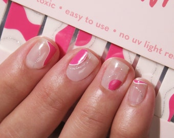 Pop of Pink Nail Wraps | Pink Abstract Nail Wraps | Pink Negative Space Nails | Negative Space Nail Wraps | Valentine's Day Nail Idea
