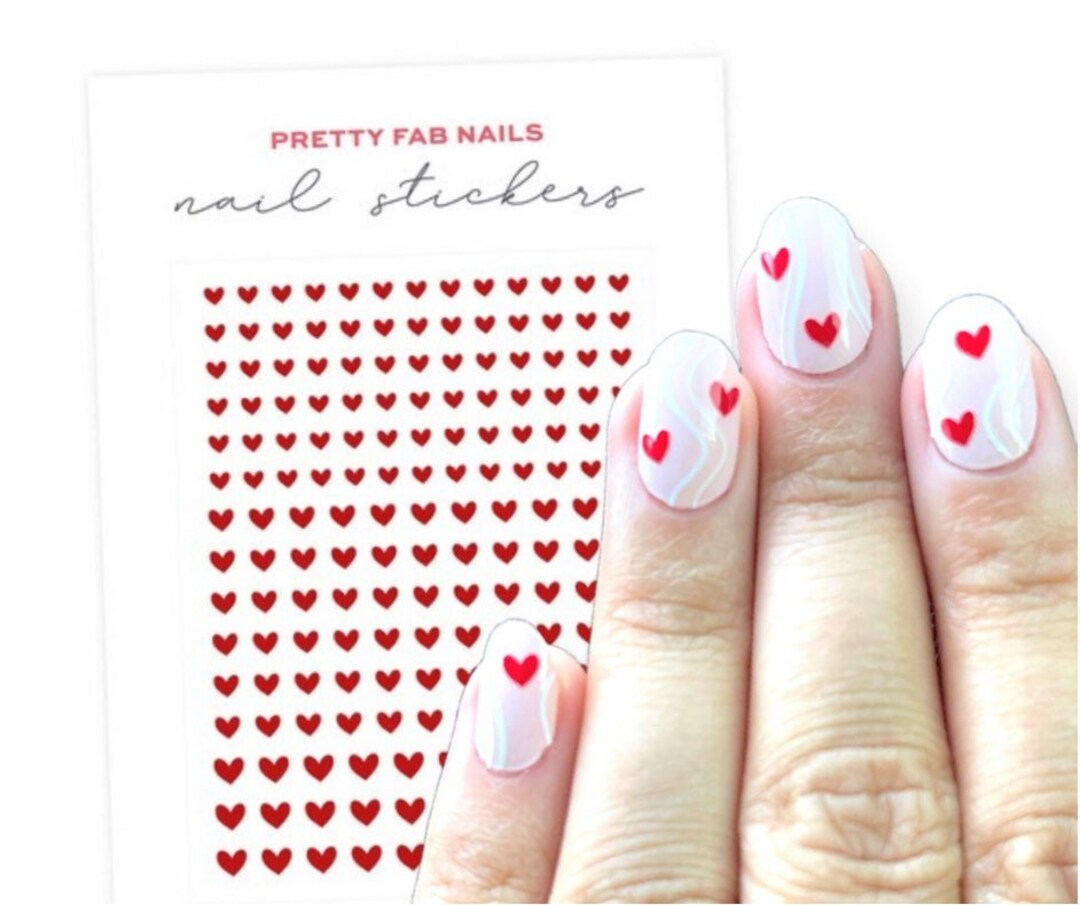 Heart Nail Decals, Valentine's Day Nail Stickers Tiny Heart Stickers