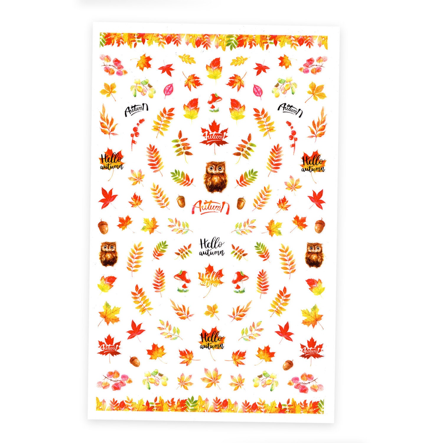 Colorful Fall Leaf Nail Stickers Thanksgiving Nail Decals - Etsy