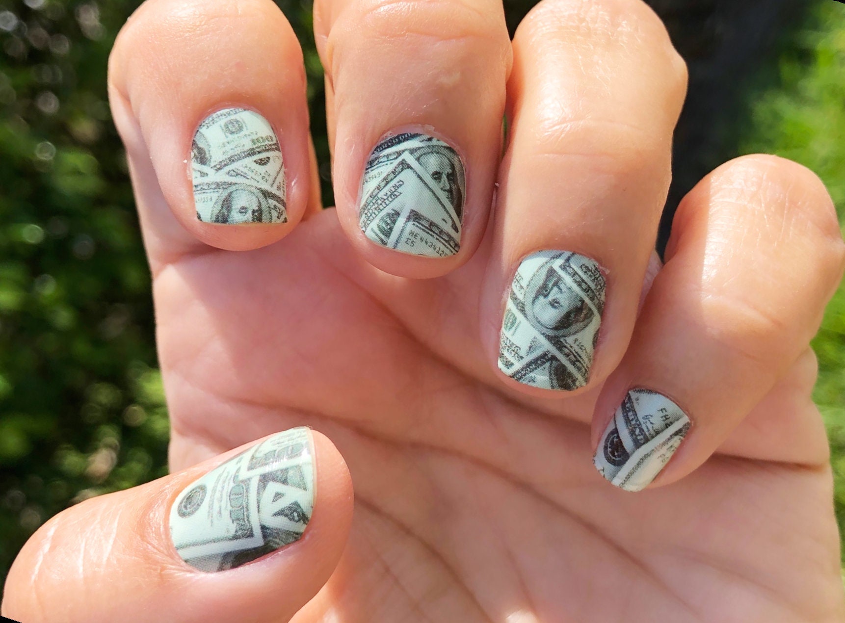 4 Sheets Nail Art Decals of 100 Dollar Sign Bill Nail Accessories Paper Money Design Treasure Currency Nail Stickers Tip