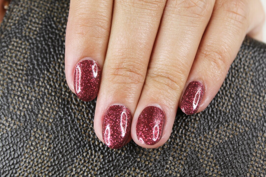 Glitter Maroon Nail Polish Wraps Shimmer Dark Burgundy Nail - Etsy