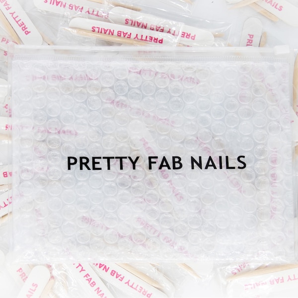 Pretty Fab Nails Exclusive Nail Kit Bubble Pouch | Storage Pouch for Nail Wraps and Nail Accessories | Clear Zipper Pouch