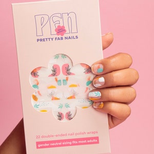 Pastel Floral Negative Space Nail Polish Wraps Transparent Spring Floral Nail Strips Pretty Fab Nails Deluxe/Wide 22