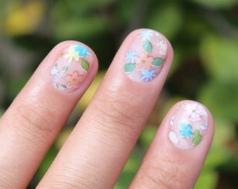 Spring Bloom Nail Wraps |   Colorful Flowers of Spring Nail Wraps | Spring Nails 2022 | Floral Nail Strips | Nail Wraps for Woman