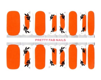 Sunday Breakfast | Orange and White Abstract Nail Wraps | Floral Nail Art | Trendy Nails | Fall Nails | Negative Space Nails | Clear