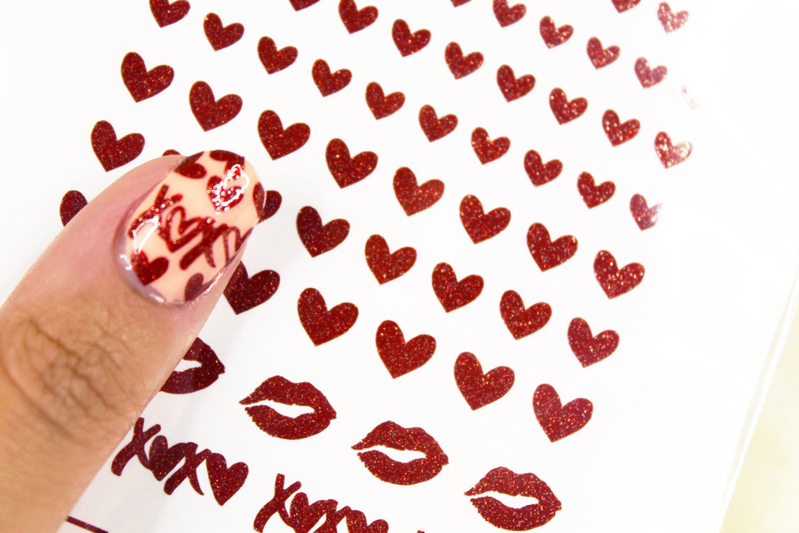 Heart Nail Decals Valentine's Day Nail Stickers Tiny Etsy