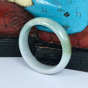 55.1mm Burmese Grade A Jadeite Bangle: Icy Apple, Imperial Green