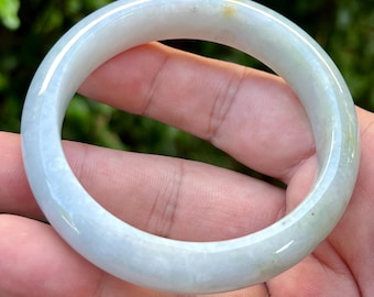 Burmese Certified Jadeite Jade Bangle: Grade A Icy Lavender, Milky White, Apple Green 58.3mm