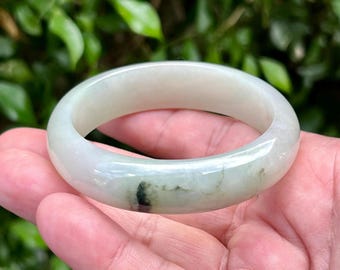 Gecertificeerde Birmaanse jadearmband van klasse A – ijzig appelgroen bos tint 55 mm jadearmband