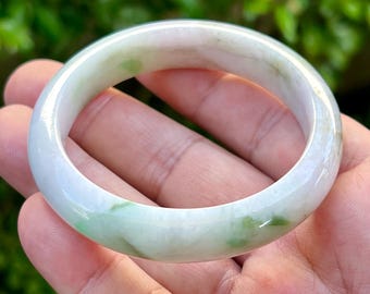 Gecertificeerde Birmaanse jadeietarmband, ijskoud keizerlijk groen, echte armband van 54,5 mm