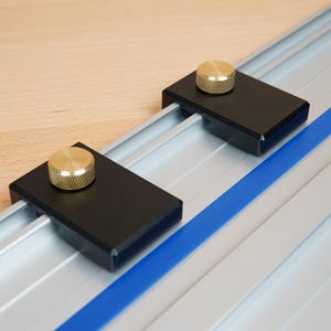 Aluminum Guide Rail Limit Stops Compatible with Kreg Track Saw Rails - Pair of 2