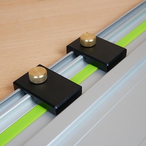 Aluminum Guide Rail Limit Stops Compatible with Festool Track Saw Rails - Pair of 2